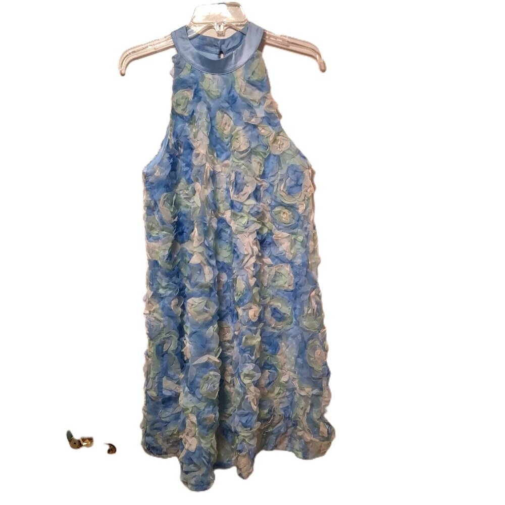 SHE + SKY 3d mesh flower halter dress sz L NWT  /B14